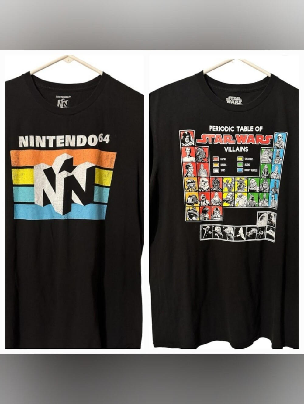Nintendo 64 & Star Wars Graphic Tee Bundle Men’s Large Retro Gamer